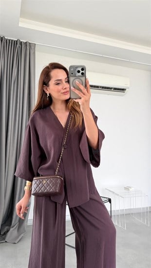Mürdüm Asel Gömlek Pantolon Takım
