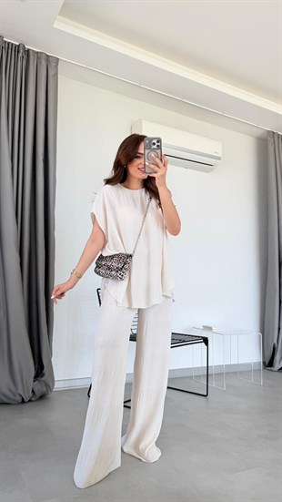 Taş Rengi Chery Bluz Pantolon Takım