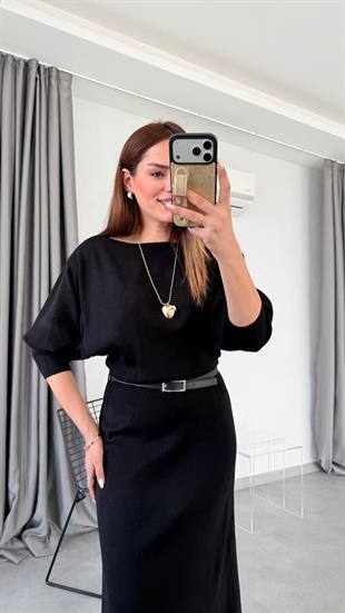 Focus Kemer Detaylı Triko Elbise