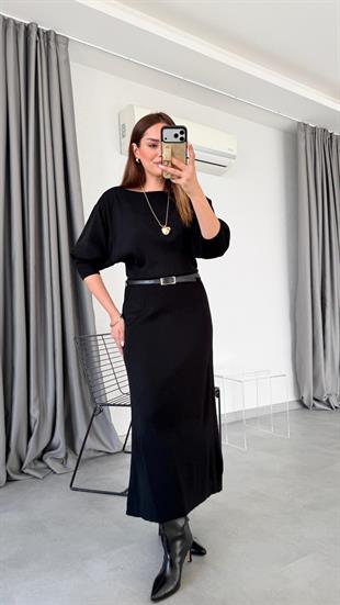 Focus Kemer Detaylı Triko Elbise