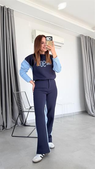 Ruby Arkası Denim Detaylı Takım