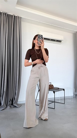 Vizon Kala Beli Lastikli Bol Paça Pantolon