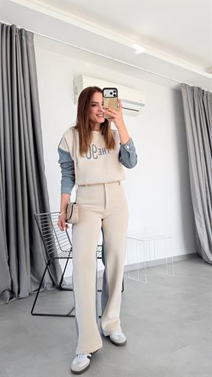 Ruby Arkası Denim Detaylı Takım