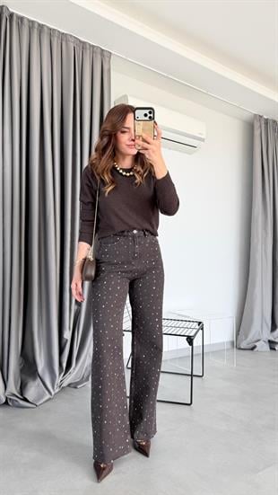 Eliza İri Taşlı Palazzo Pantolon