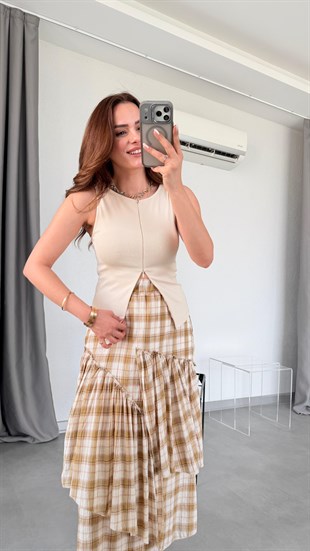 Seul Renkli Fırfırlı Etek