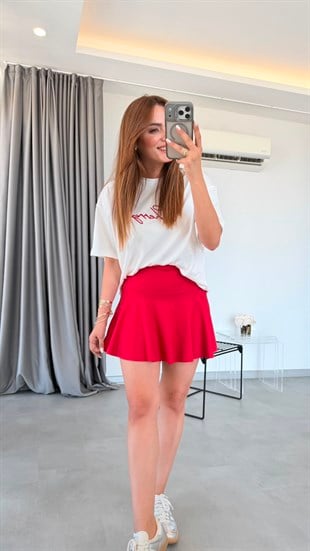 Kırmızı Ely Belize Şort Etek