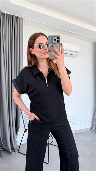 Tiana Polo Yaka Yarım Fermuarlı Sweat Pantolon Takım