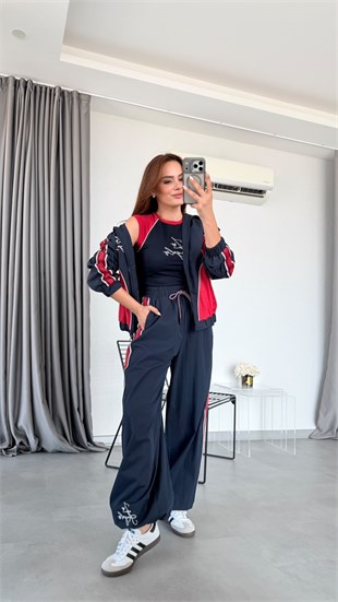 Lacivert Angel Lastik Detaylı Ceket
