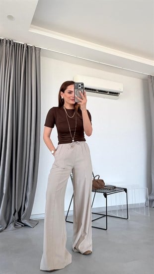 Vizon Kala Beli Lastikli Bol Paça Pantolon