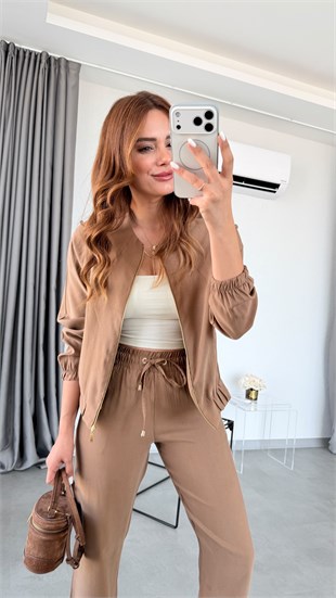Camel Lexi Önü Fermuarlı Takım