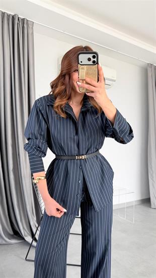 Çizgili Gömlek Pantolon Takım
