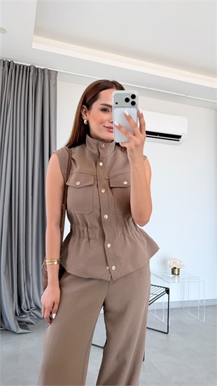 Vizon Blois Dik Yaka Bel Lastikli Takım
