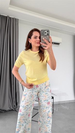 Sarı Emilly Lyocell Karışımlı Minimal Bluz