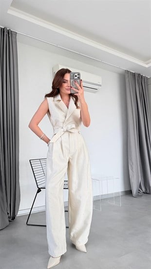 Flora Belden Bağlama Detaylı Pantolon Takım