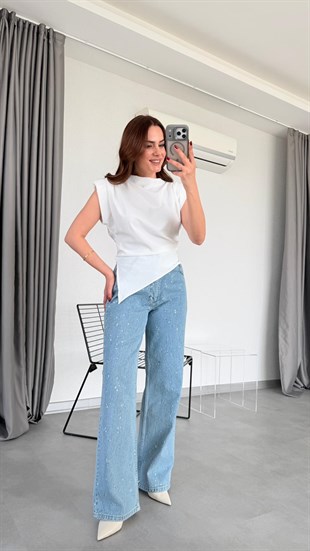 Omuz Pile Detaylı Bluz