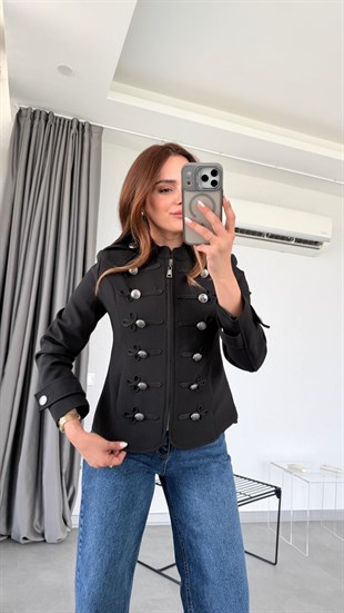 Siyah Napolyon Blazer Ceket