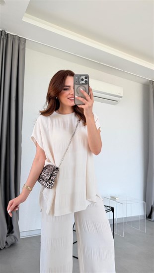 Taş Rengi Chery Bluz Pantolon Takım