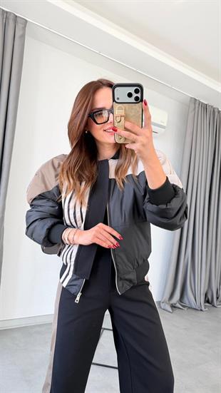 Bianca Şerit Detaylı Paraşüt Kumaş Takım