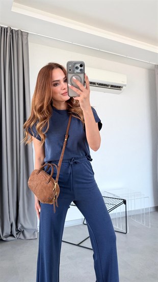 Lacivert Valery Kısa Kol Eşofman Takım