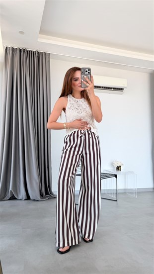 Bej Roxel Nakışlı Crop