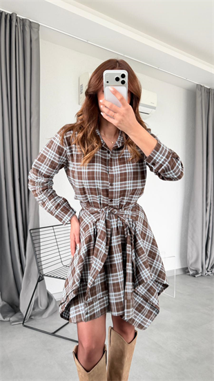 Ekoseli Etek Gömlek Takım