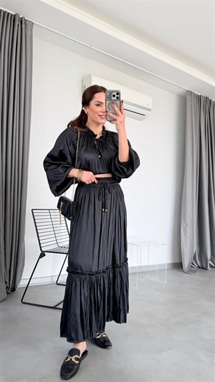 Cindy Crushlı Bluz Etek Takım