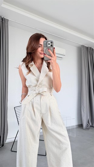 Flora Belden Bağlama Detaylı Pantolon Takım