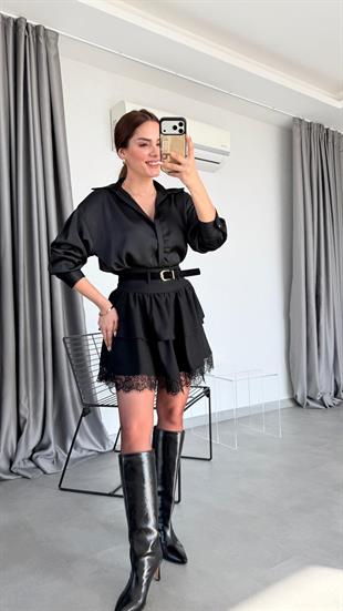 Carolina Etek Ucu Dantel Detaylı Etek