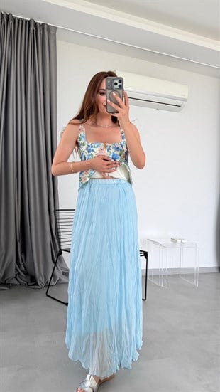 Bebe Mavisi Stella Kırışık Etek