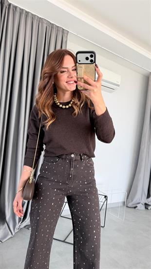 Eliza İri Taşlı Palazzo Pantolon