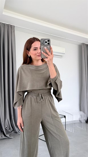 Haki Era Modal Pelerin Bluz Takım
