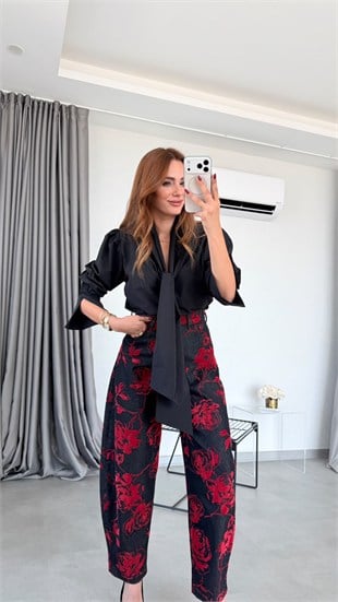Antrasit Puno Baskılı Fit Jean
