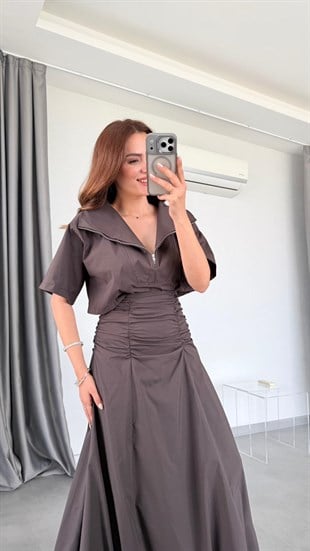 Frankfurt Fermuarlı Poplin Bluz
