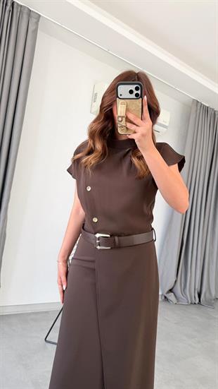 Britney Kemerli Midi Boy Elbise