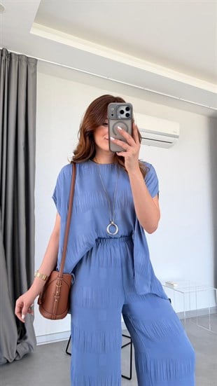 Mavi Chery Bluz Pantolon Takım