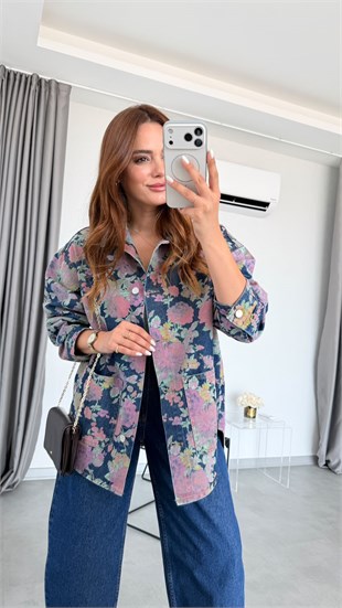 Çiçek Desenli San Luis Denim Ceket