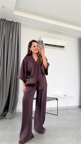 Mürdüm Asel Gömlek Pantolon Takım