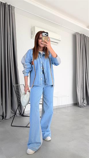 Önü Denim Detaylı Takım
