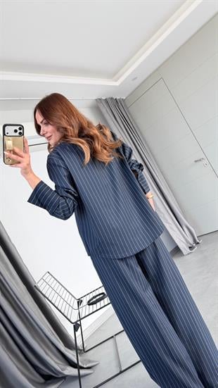 Çizgili Gömlek Pantolon Takım