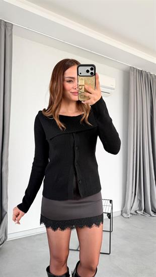 Ucu Dantel İşlemeli  Etek