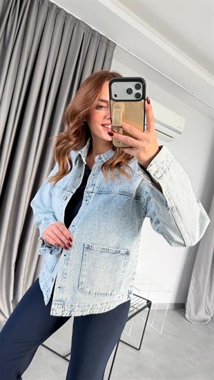 Gwen Cep Detaylı Kot Ceket