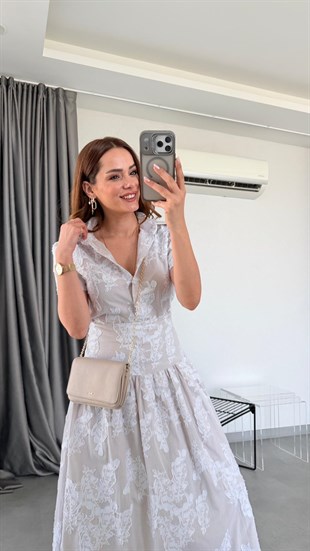 Bej Viola Korsajlı Gömlek Etek Takım