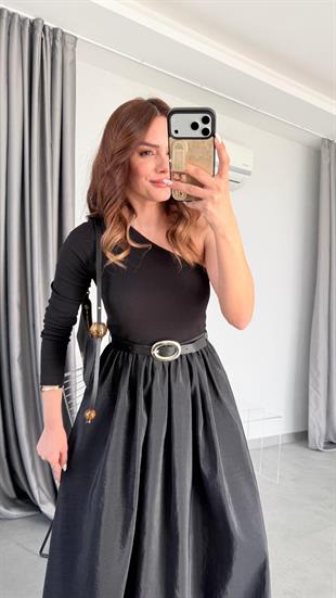 Tek Omuz Detaylı Paraşüt Elbise