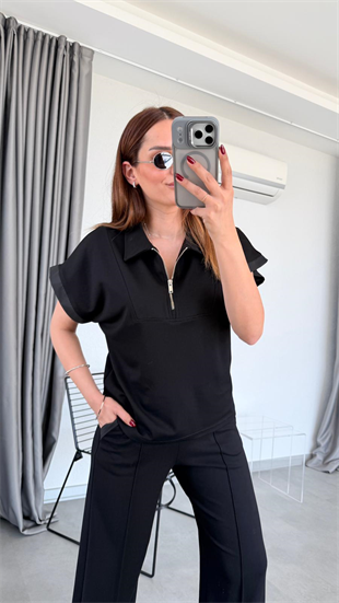 Tiana Polo Yaka Yarım Fermuarlı Sweat Pantolon Takım