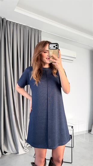 Ön Dikiş Detaylı Kısa Kollu Mini Elbise