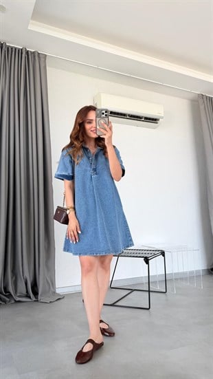 Mavi Farah Rahat Kesim Denim Elbise