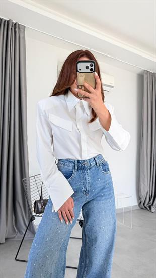 Vatkalı Gizli Düğmeli Gömlek