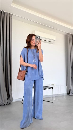 Mavi Chery Bluz Pantolon Takım