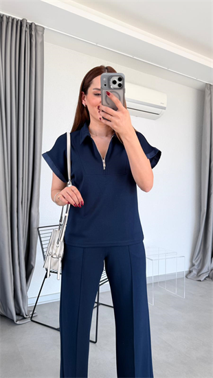 Tiana Polo Yaka Yarım Fermuarlı Sweat Pantolon Takım