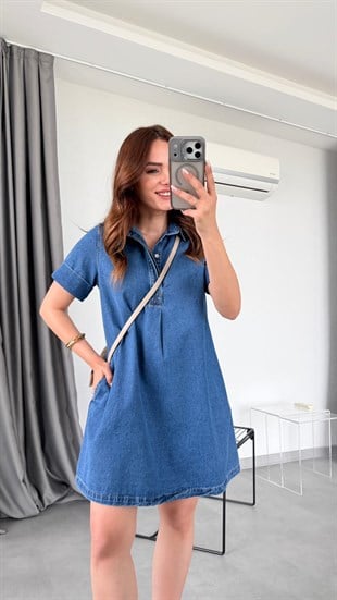 Mavi Clara Kısa Denim Elbise
